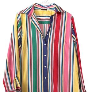 Foxcroft Red and Yellow Casual Button Down Shirt